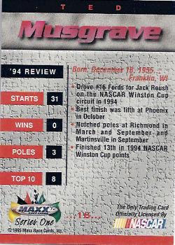 1995 Maxx - Autographs #16 Ted Musgrave Back