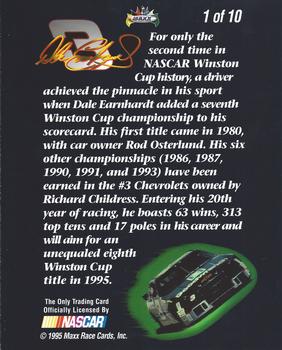 1995 Maxx - Chase the Champion Jumbo #1 Dale Earnhardt Back