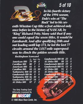 1995 Maxx - Chase the Champion Jumbo #5 Dale Earnhardt Back