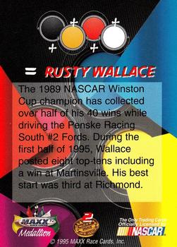 1995 Maxx Medallion #2 Rusty Wallace Back