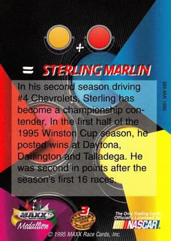 1995 Maxx Medallion #3 Sterling Marlin Back