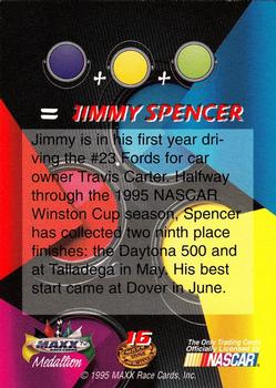 1995 Maxx Medallion #16 Jimmy Spencer Back