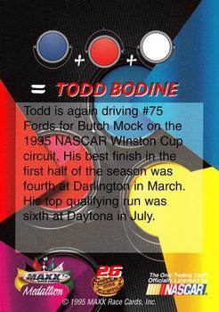 1995 Maxx Medallion #26 Todd Bodine Back