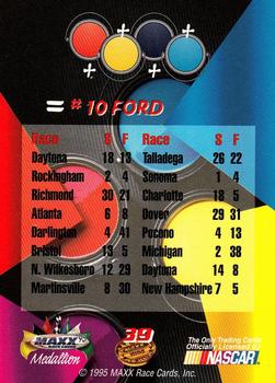 1995 Maxx Medallion #39 #10 Ford Back