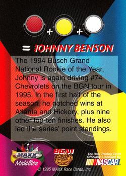 1995 Maxx Medallion #BGN1 Johnny Benson Back