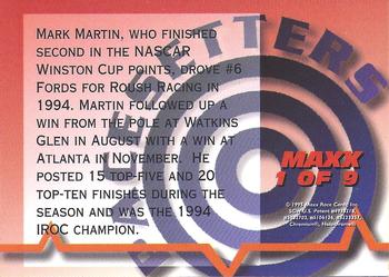 1995 Maxx Premier Plus - PaceSetters #1 Mark Martin Back