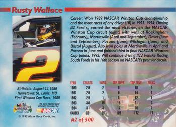 1995 Maxx Premier Series #2 Rusty Wallace Back