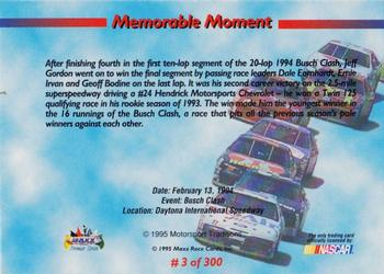 1995 Maxx Premier Series #3 Jeff Gordon's Car Back