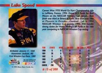 1995 Maxx Premier Series #15 Lake Speed Back