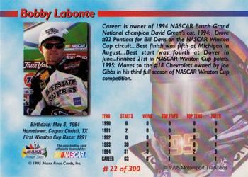 1995 Maxx Premier Series #22 Bobby Labonte Back