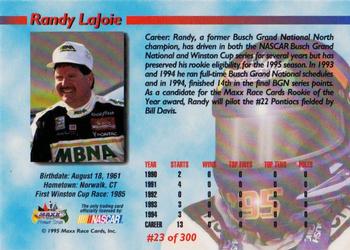 1995 Maxx Premier Series #23 Randy LaJoie Back