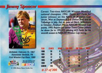 1995 Maxx Premier Series #27 Jimmy Spencer Back