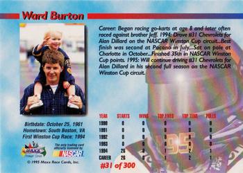 1995 Maxx Premier Series #31 Ward Burton Back