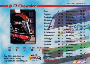 1995 Maxx Premier Series #63 Darrell Waltrip's Car Back