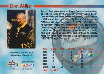 1995 Maxx Premier Series #81 Don Miller Back