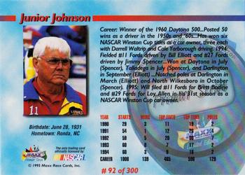 1995 Maxx Premier Series #92 Junior Johnson Back