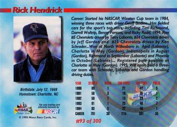 1995 Maxx Premier Series #93 Rick Hendrick Back