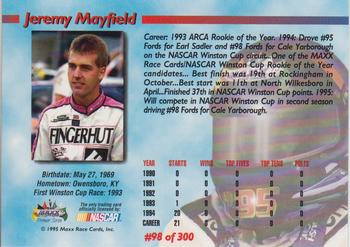 1995 Maxx Premier Series #98 Jeremy Mayfield Back