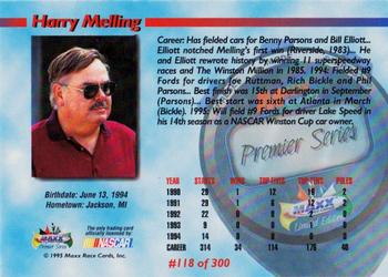 1995 Maxx Premier Series #118 Harry Melling Back
