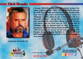 1995 Maxx Premier Series #120 Dick Brooks Back