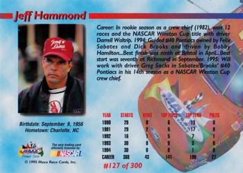 1995 Maxx Premier Series #127 Jeff Hammond Back