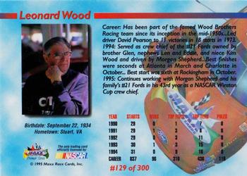 1995 Maxx Premier Series #129 Leonard Wood Back