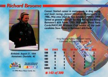 1995 Maxx Premier Series #143 Richard Broome Back