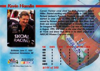 1995 Maxx Premier Series #144 Kevin Hamlin Back