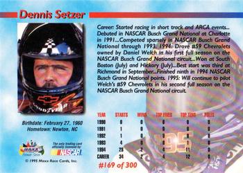 1995 Maxx Premier Series #169 Dennis Setzer Back