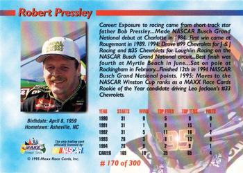 1995 Maxx Premier Series #170 Robert Pressley Back