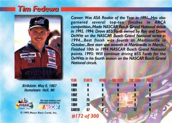1995 Maxx Premier Series #172 Tim Fedewa Back