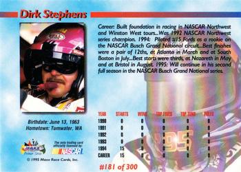 1995 Maxx Premier Series #181 Dirk Stephens Back