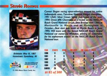 1995 Maxx Premier Series #182 Stevie Reeves Back