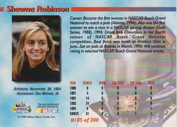 1995 Maxx Premier Series #185 Shawna Robinson Back