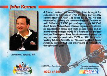 1995 Maxx Premier Series #202 John Kernan Back