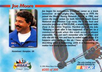 1995 Maxx Premier Series #205 Joe Moore Back