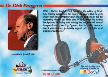 1995 Maxx Premier Series #210 Dr. Dick Berggren Back