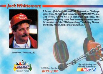 1995 Maxx Premier Series #219 Jack Whittemore Back