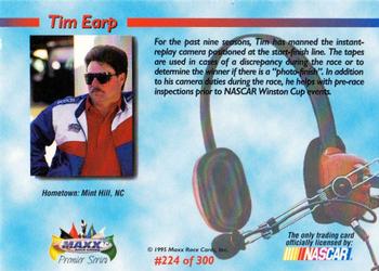1995 Maxx Premier Series #224 Tim Earp Back