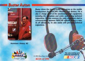 1995 Maxx Premier Series #226 Buster Auton Back