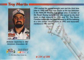 1995 Maxx Premier Series #234 Troy Martin Back