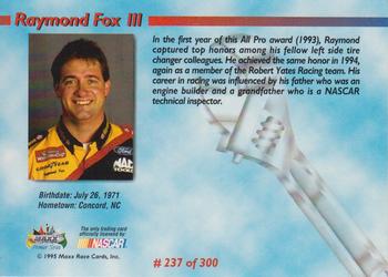 1995 Maxx Premier Series #237 Raymond Fox III Back