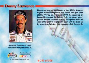 1995 Maxx Premier Series #247 Danny Lawrence Back