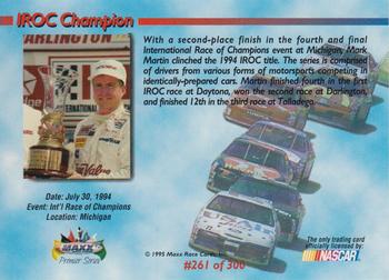 1995 Maxx Premier Series #261 Mark Martin IROC Champ Back