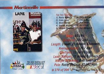 1995 Maxx Premier Series #270 Rusty Wallace Back