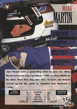 1995 Press Pass - Red Hot #19 Mark Martin Back