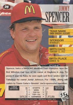 1995 Press Pass - Red Hot #29 Jimmy Spencer Back