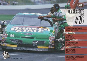 1995 Press Pass - Red Hot #49 Brett Bodine's Car Back