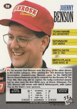 1995 Press Pass - Red Hot #55 Johnny Benson Jr. Back