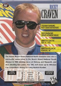1995 Press Pass - Red Hot #57 Ricky Craven Back